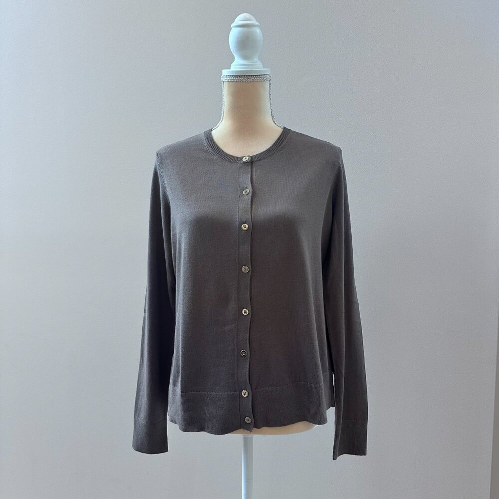 Ann Taylor Cardigan Size L, Long Sleeve, Stone/Taupe Color NWT